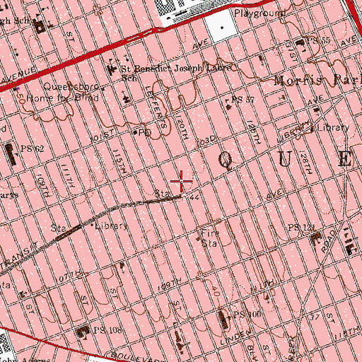 Topographic Map of Lefferts Branch Queens Borough Public Library, NY