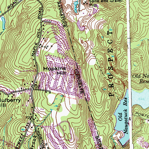 Topographic Map of Hopkins Hill, CT