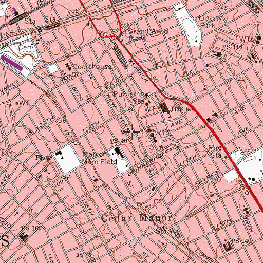 Topographic Map of South Jamaica Branch Queens Borough Public Library, NY