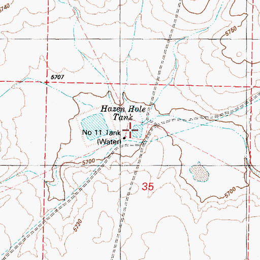 Topographic Map of Hazen Hole Tank, AZ