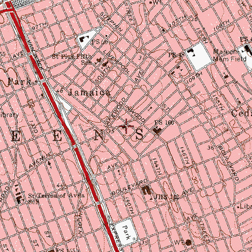 Topographic Map of Brooks Memorial Methodist Church, NY