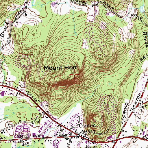 Topographic Map of Mount Horr, CT