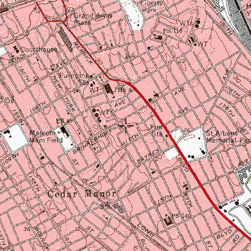 Topographic Map of First Church of God, NY