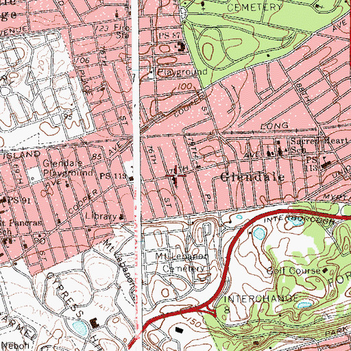 Topographic Map of Lutheran Church of the Ascension, NY