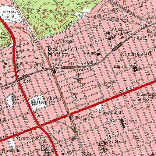 Topographic Map of Pilgrim Congregational Church, NY