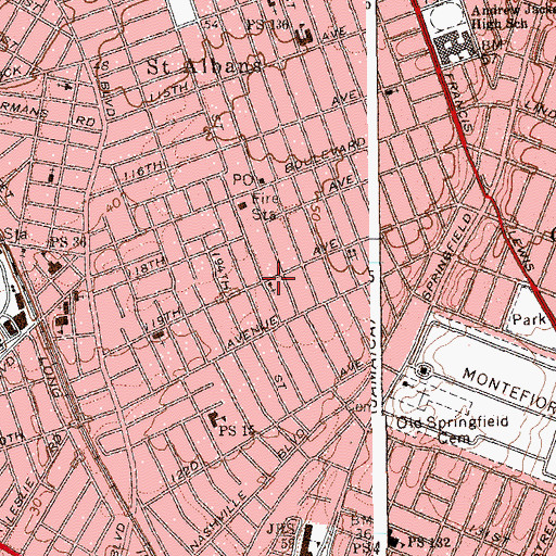 Topographic Map of Saint Albans Baptist Church, NY