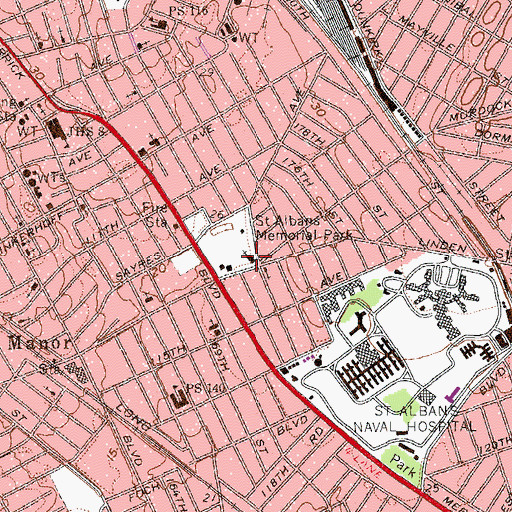 Topographic Map of Saint Albans Congregational Church, NY