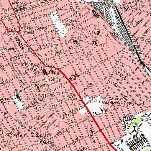 Topographic Map of Saint Benedict the Moor Church, NY