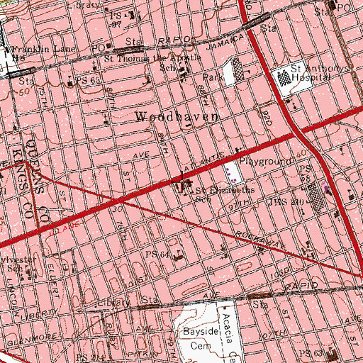 Topographic Map of Saint Elizabeth's Roman Catholic Church, NY
