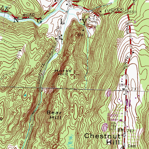 Topographic Map of Horse Hill, CT