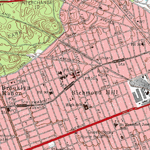 Topographic Map of Saint John's Lutheran Church, NY
