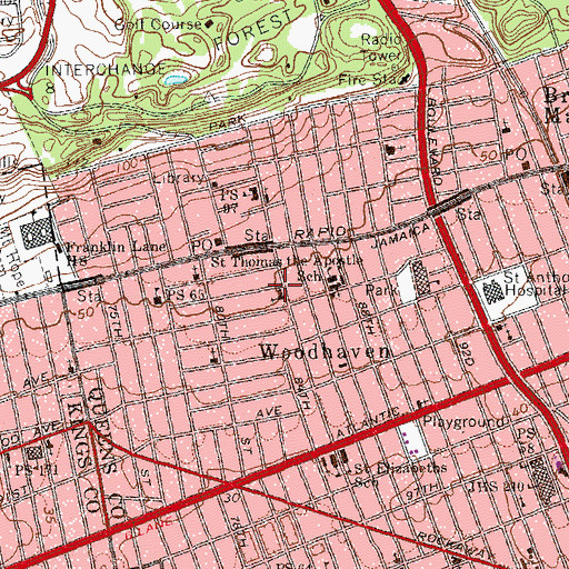 Topographic Map of Saint Luke's Evangelical Church, NY