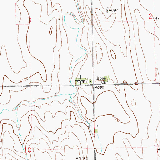Topographic Map of Hope Church Cemetery, CO