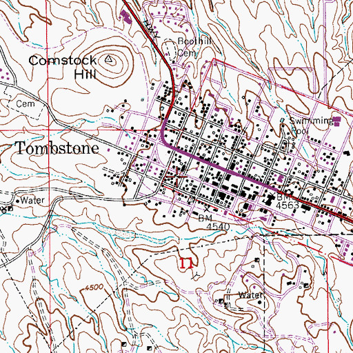 Topographic Map of Tombstone Courthouse State Historical Park, AZ