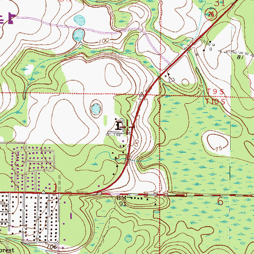 Topographic Map of Gainesville State Work Camp, FL