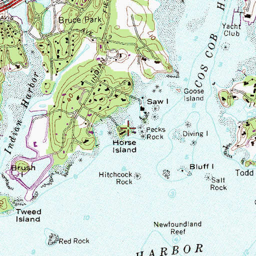 Topographic Map of Horse Island, CT
