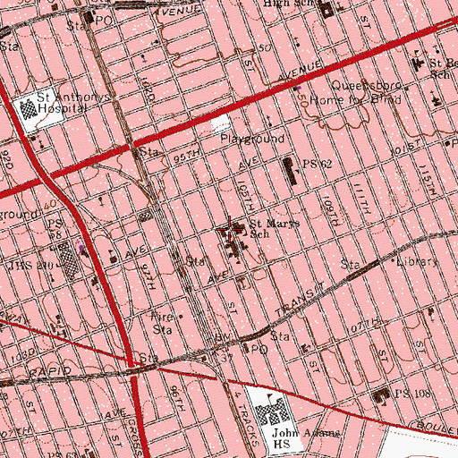 Topographic Map of Saint Mary Gate of Heaven Roman Catholic Church, NY