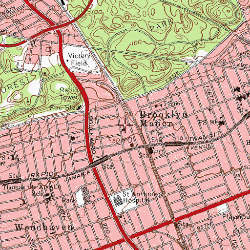 Topographic Map of Saint Matthews Episcopal Church, NY