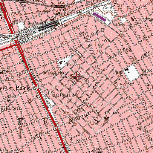 Topographic Map of Saint Pius V Roman Catholic Church, NY