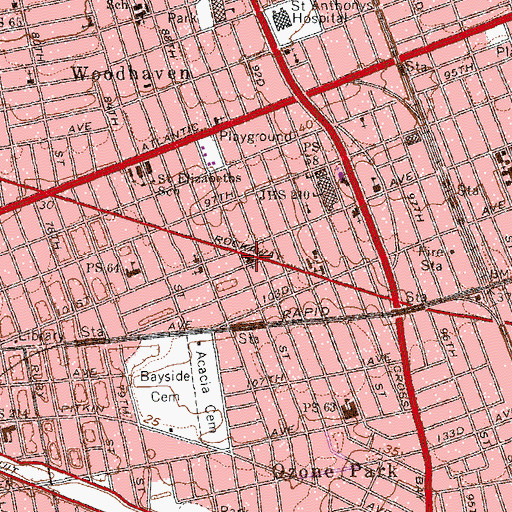 Topographic Map of Saint Stanislaus Roman Catholic Church, NY