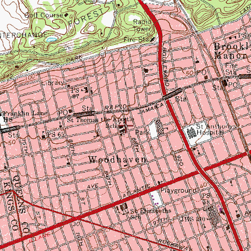 Topographic Map of Saint Thomas the Apostle Church, NY