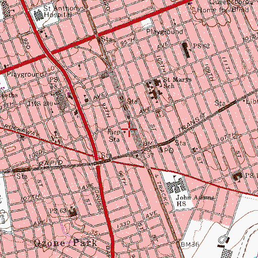 Topographic Map of Fire Department New York Engine 285 Ladder 142, NY