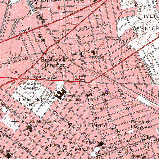 Topographic Map of Fire Department New York Engine 291 Ladder 140, NY