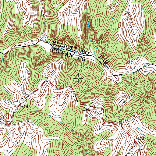 Topographic Map of Brown-Fannin Cemetery, KY