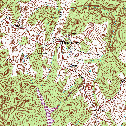 Topographic Map of Brown-Porter Cemetery, KY