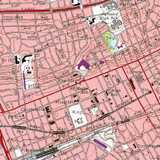 Topographic Map of Fire Department New York Engine 298 Ladder 127 Battalion 50, NY