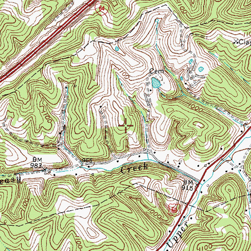 Topographic Map of Burton Farm Cemetery, KY