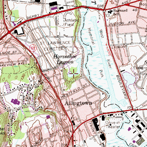 Topographic Map of Horseshoe Lagoon, CT