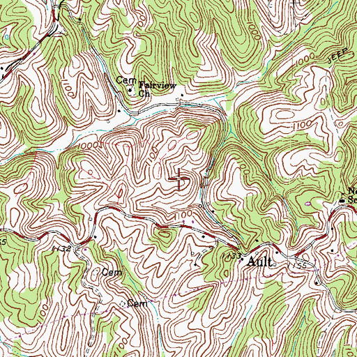 Topographic Map of Catron Cemetery, KY