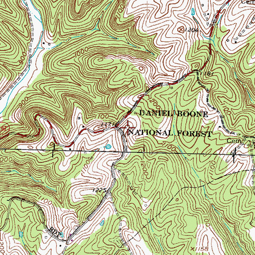 Topographic Map of Caudill Cemetery Three, KY