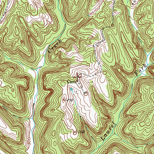 Topographic Map of Caudill-Norwood Cemetery, KY