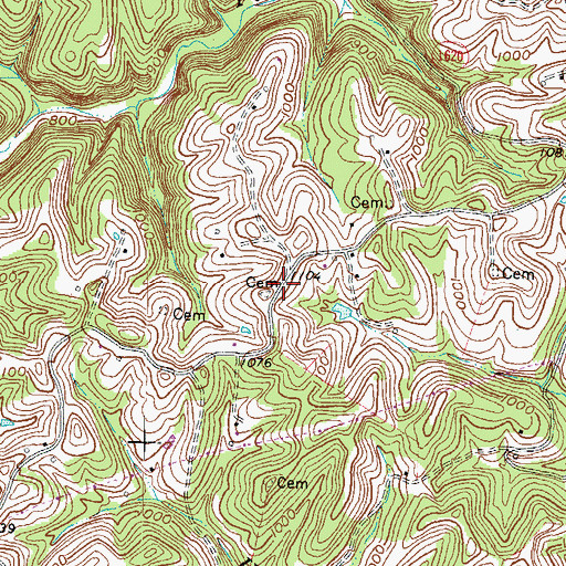 Topographic Map of Clark-Harris Cemetery, KY
