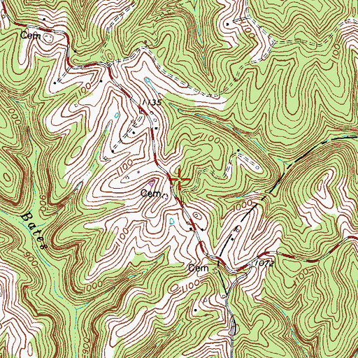 Topographic Map of Click Cemetery, KY