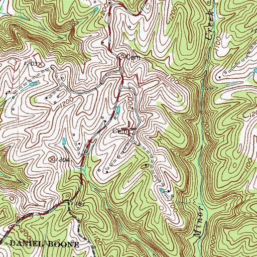 Topographic Map of Community Cemetery, KY