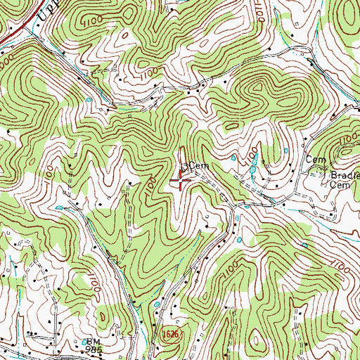 Topographic Map of Conn-Bradley Cemetery, KY