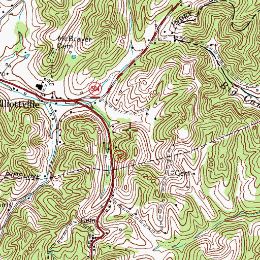 Topographic Map of Cox Cemetery One, KY