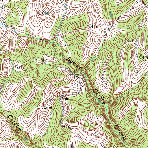 Topographic Map of Wilson Cox Cemetery, KY