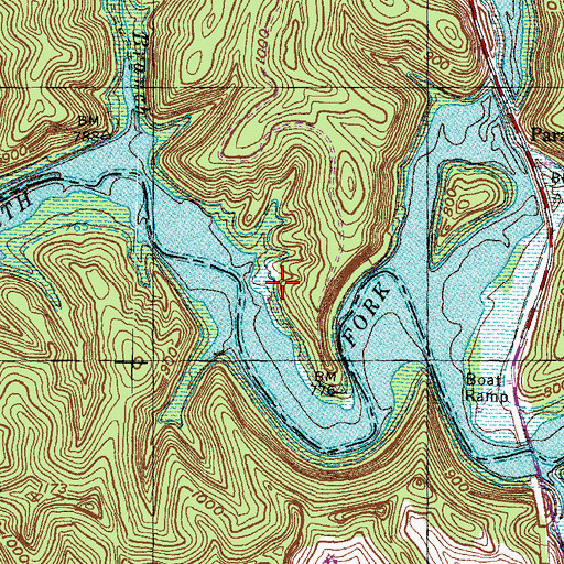 Topographic Map of Harlan Ellington Cemetery, KY