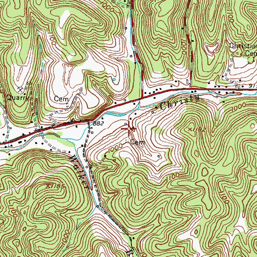Topographic Map of Fletcher Cemetery, KY