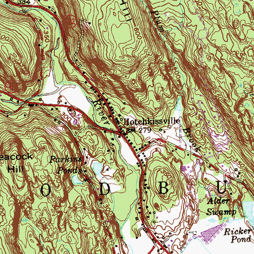Topographic Map of Hotchkissville, CT