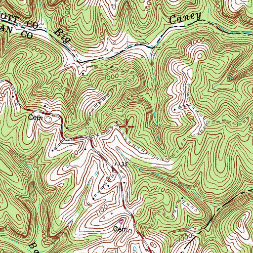 Topographic Map of E Fraley Cemetery, KY