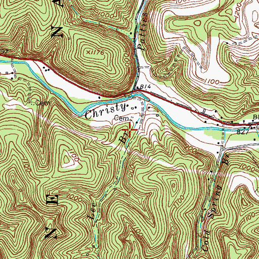 Topographic Map of Fultz Cemetery, KY