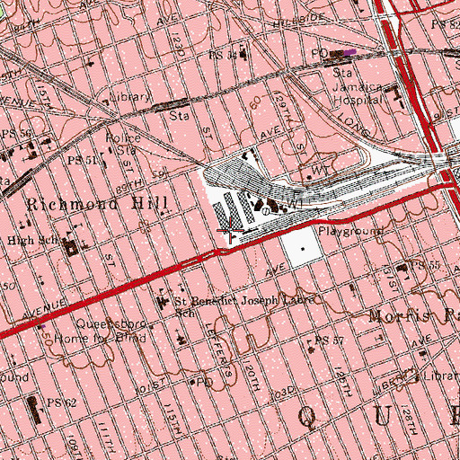 Topographic Map of Fire Department New York Squad 270 Division 13, NY