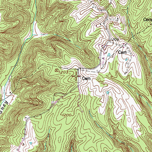 Topographic Map of G W Hall Cemetery, KY