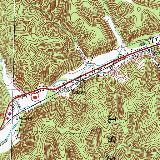 Topographic Map of W B Hall Cemetery, KY