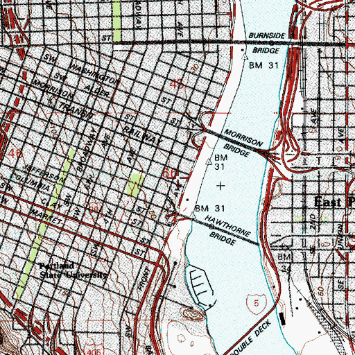 Topographic Map of Governor Tom McCall Waterfront Park, OR